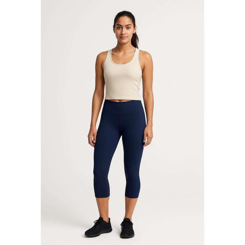 Zyia Active Navy Blue Athletic Cropped High Waist Pull On Nylon Yoga Leggings 4